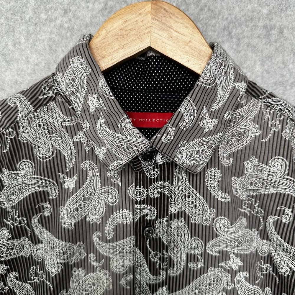 Report Collection Shirt Mens‎ Medium Multi-Color Paisley Striped Long Sleeve